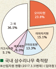 국내 상수리나무 축적량